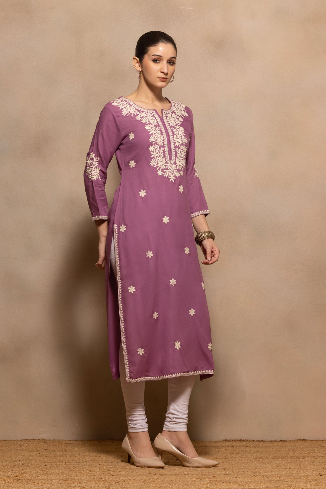 Purple Embroidered Kurta