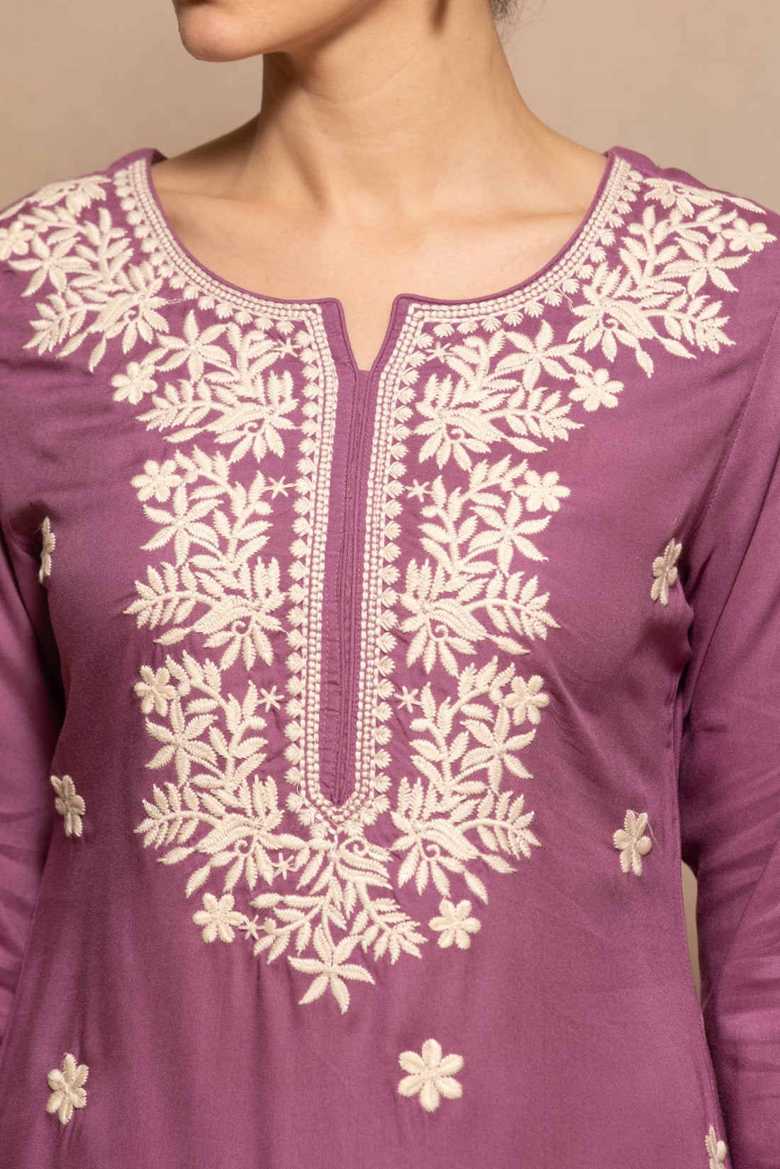 Purple Embroidered Kurta