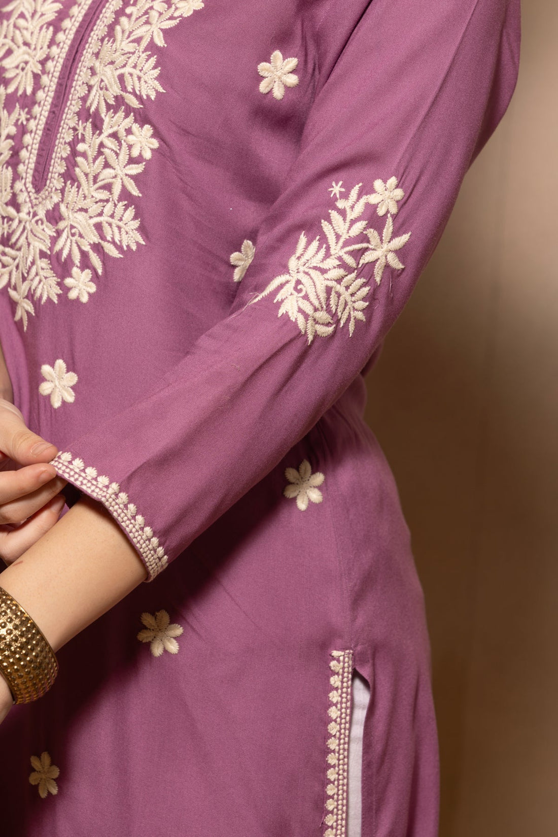 Purple Embroidered Kurta