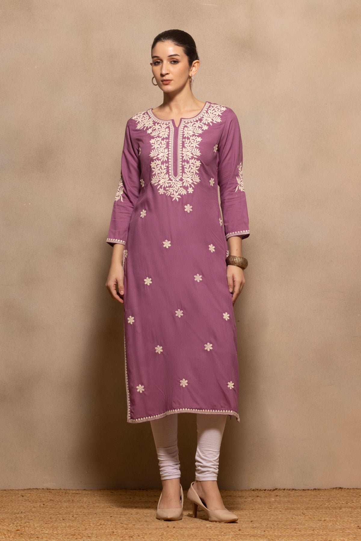 Purple Embroidered Kurta