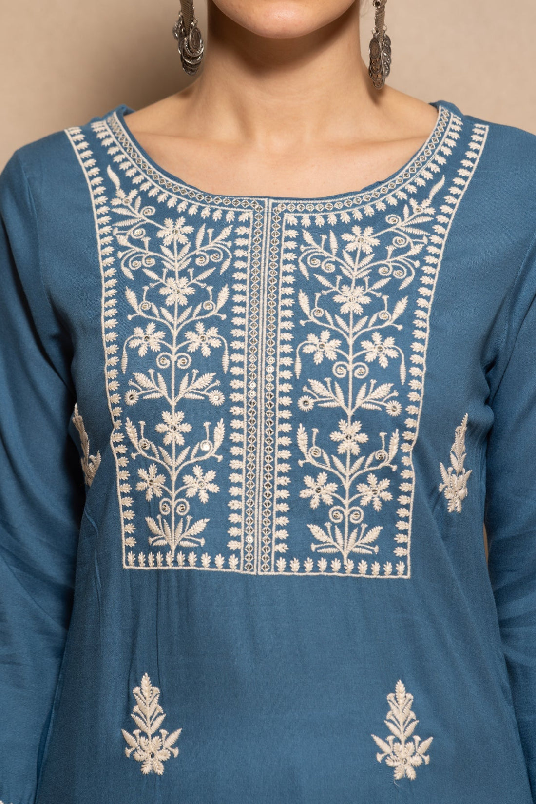Teal Embroidered Kurta