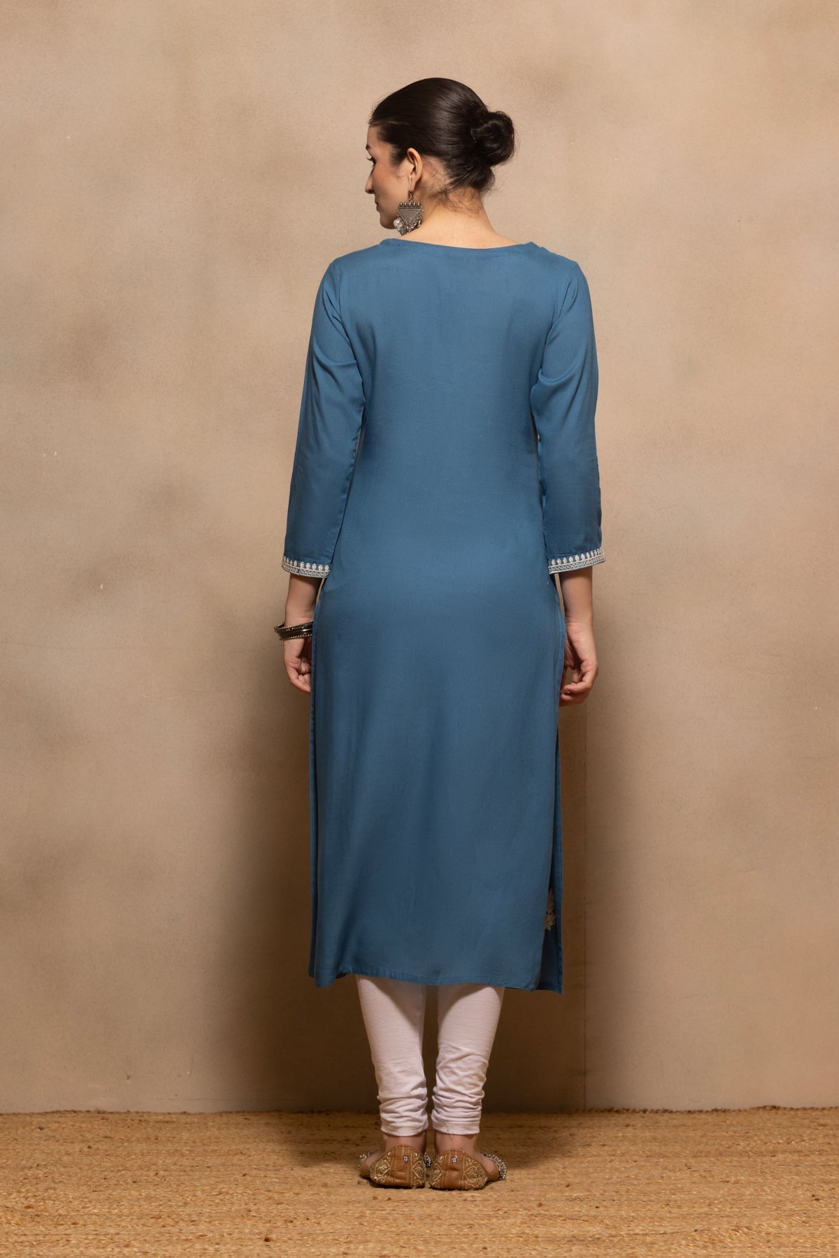 Teal Embroidered Kurta