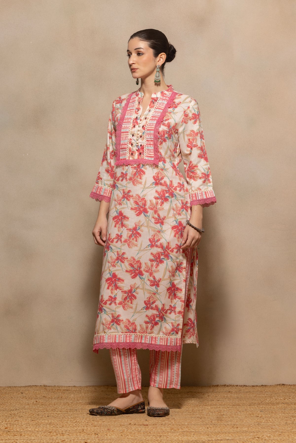 Multi Floral Printed Kurta 3 Pcs Set