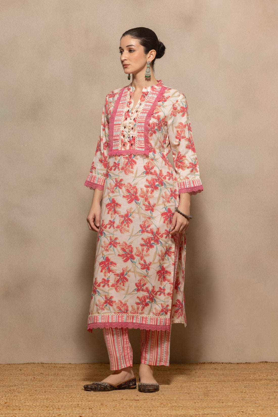 Multi Floral Printed Kurta 3 Pcs Set