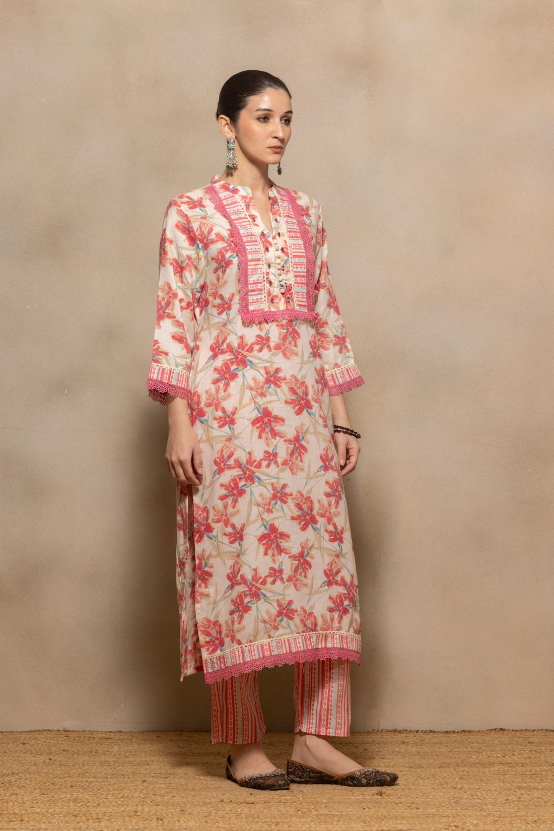 Multi Floral Printed Kurta 3 Pcs Set