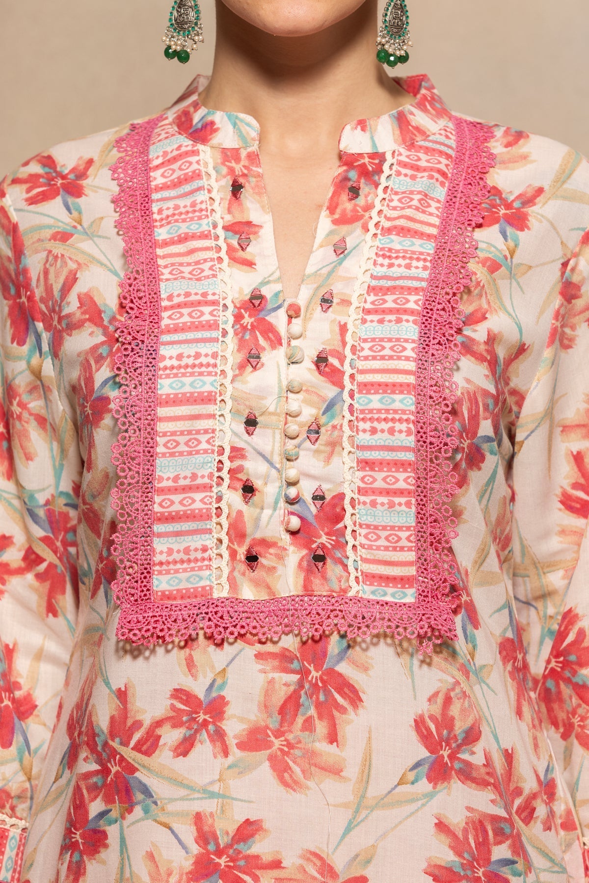 Multi Floral Printed Kurta 3 Pcs Set