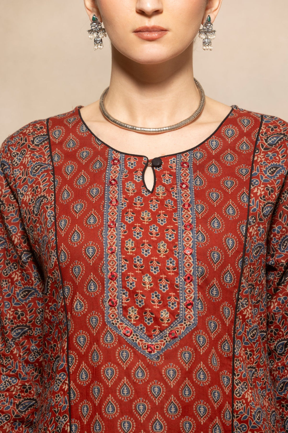 Maroon Floral Printed Kurta 3 Pcs Set