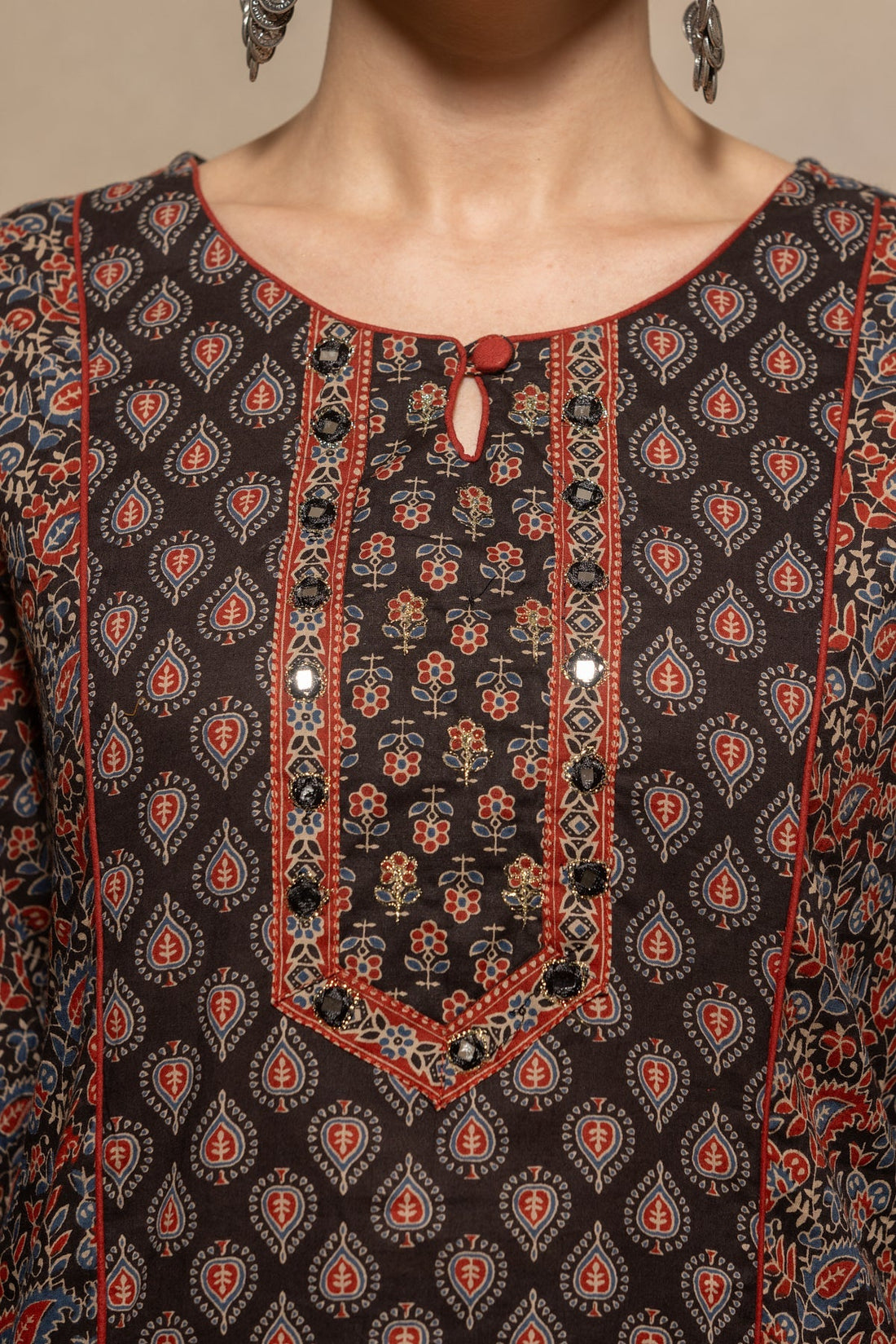 Black Floral Printed Kurta 3 Pcs Set