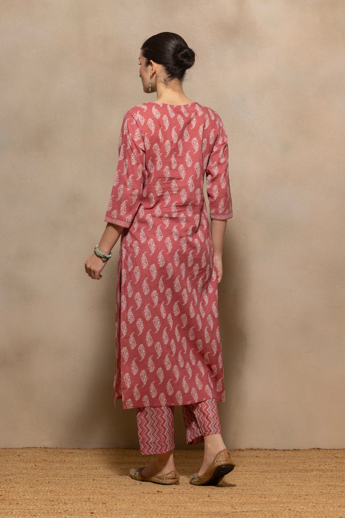 Pink Printed Kurta 3 Pcs Set