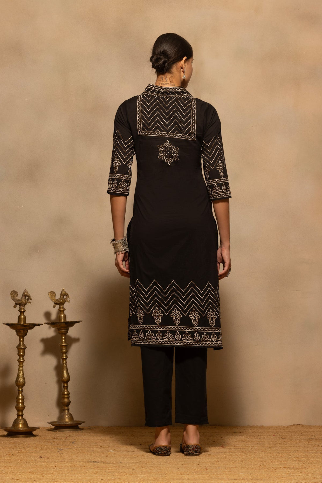 Black Bandhani Printed Kurta 3 Pcs Set