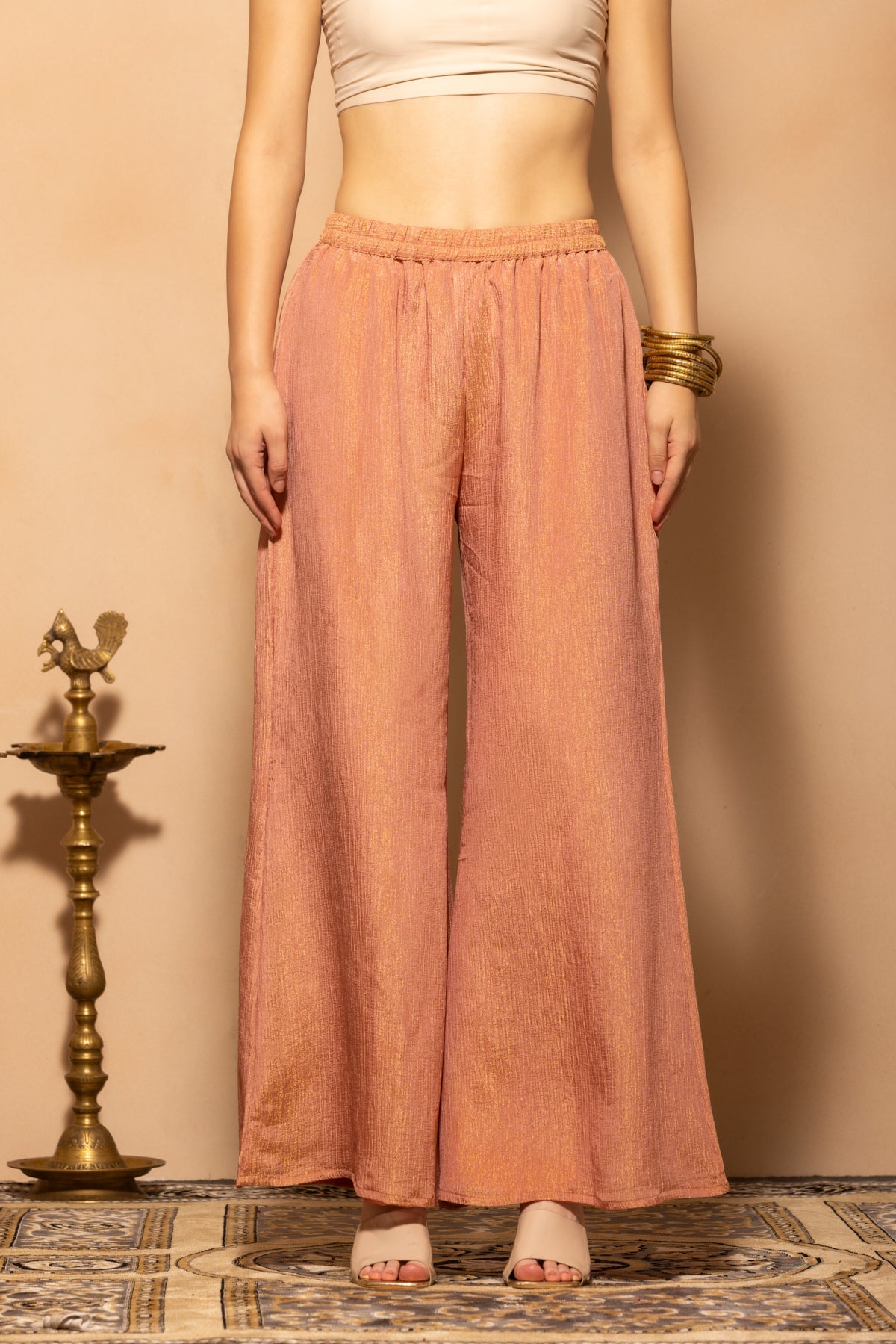 Pink A-line Self-Design Co-Ord Set