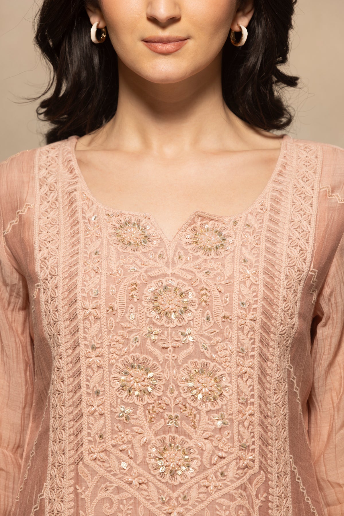 Pink Embellished Kurta 3 Pcs Set