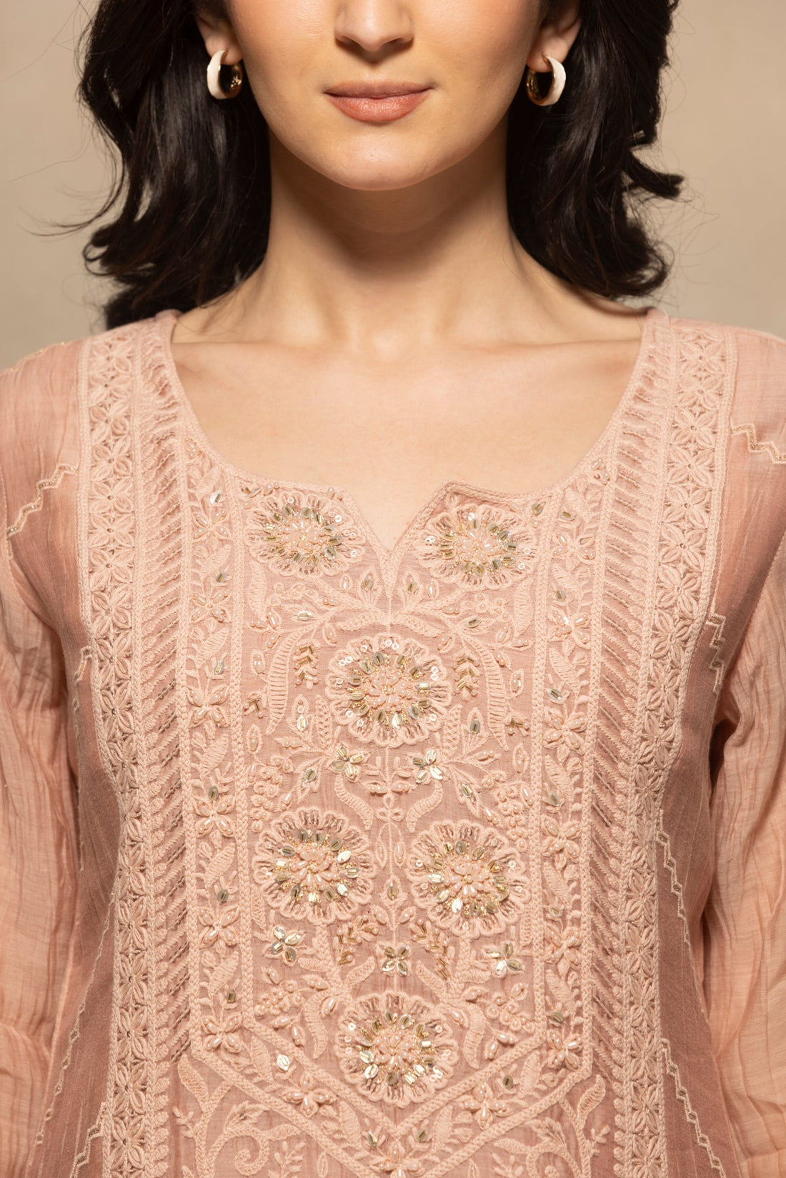 Pink Embellished Kurta 3 Pcs Set