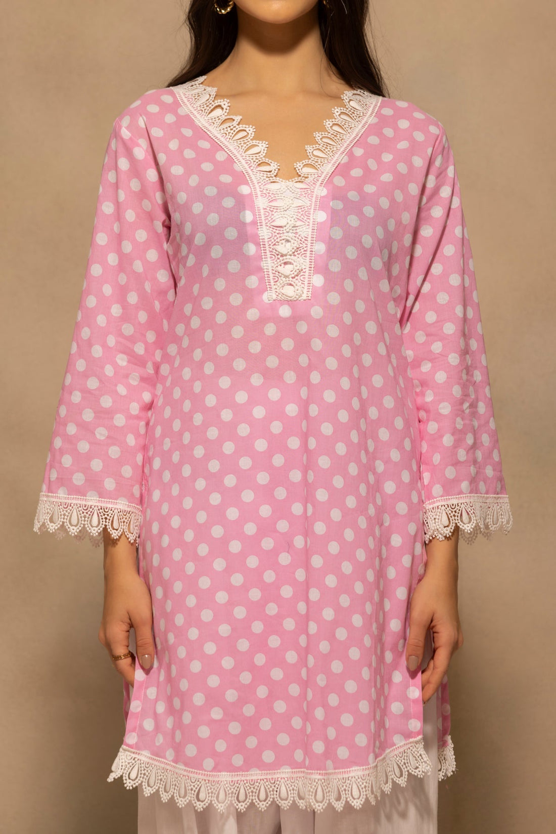 Pink Printed Polka Dot Co-Ord Set