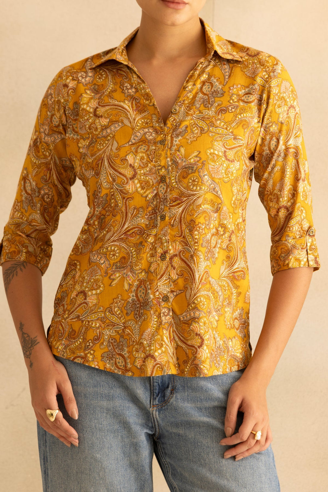 Mustrard Printed Top