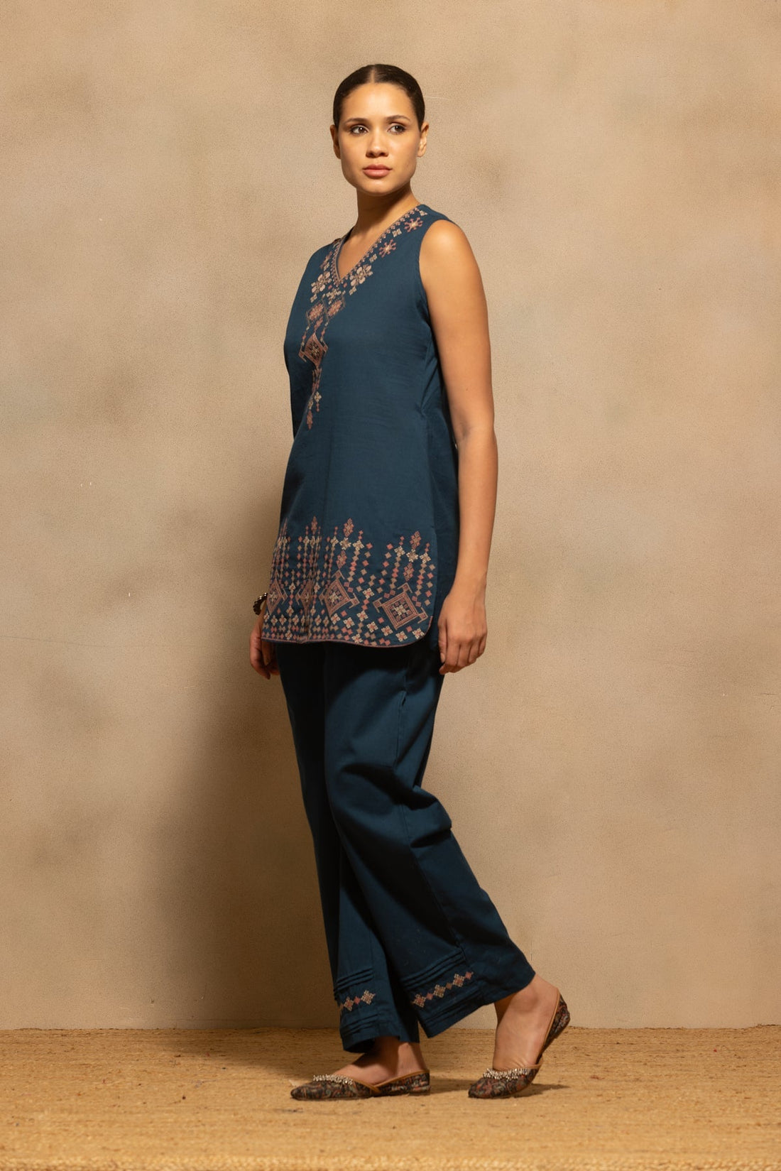 Blue Embroidered Co-Ord Set