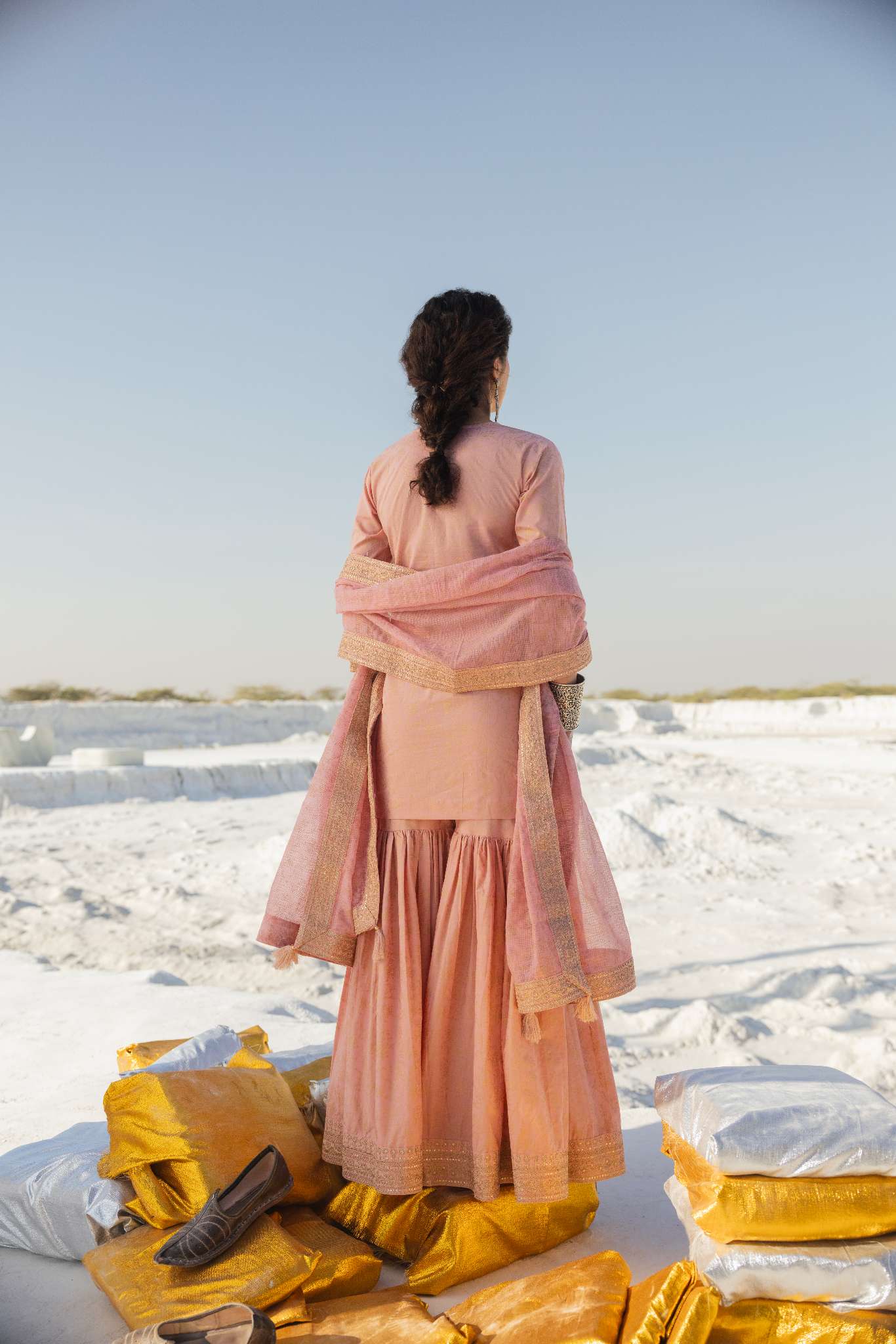 BLUSH PINK EMBROIDERED SHARARA SET