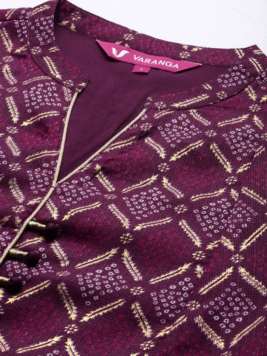 zeyvelle Women Purple Bandhani Printed Anarkali Kurta