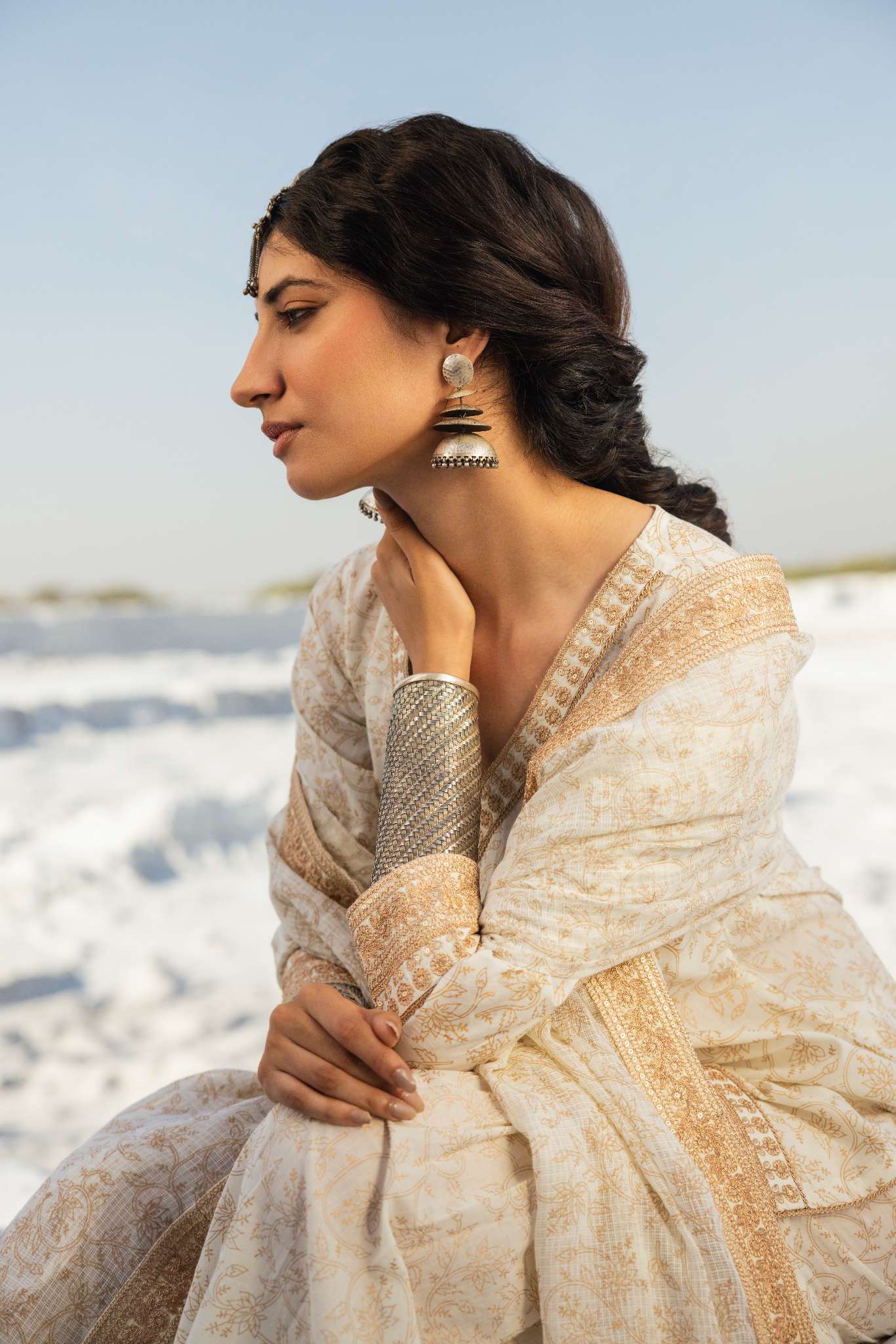 CREAM EMBROIDERED SHARARA SET