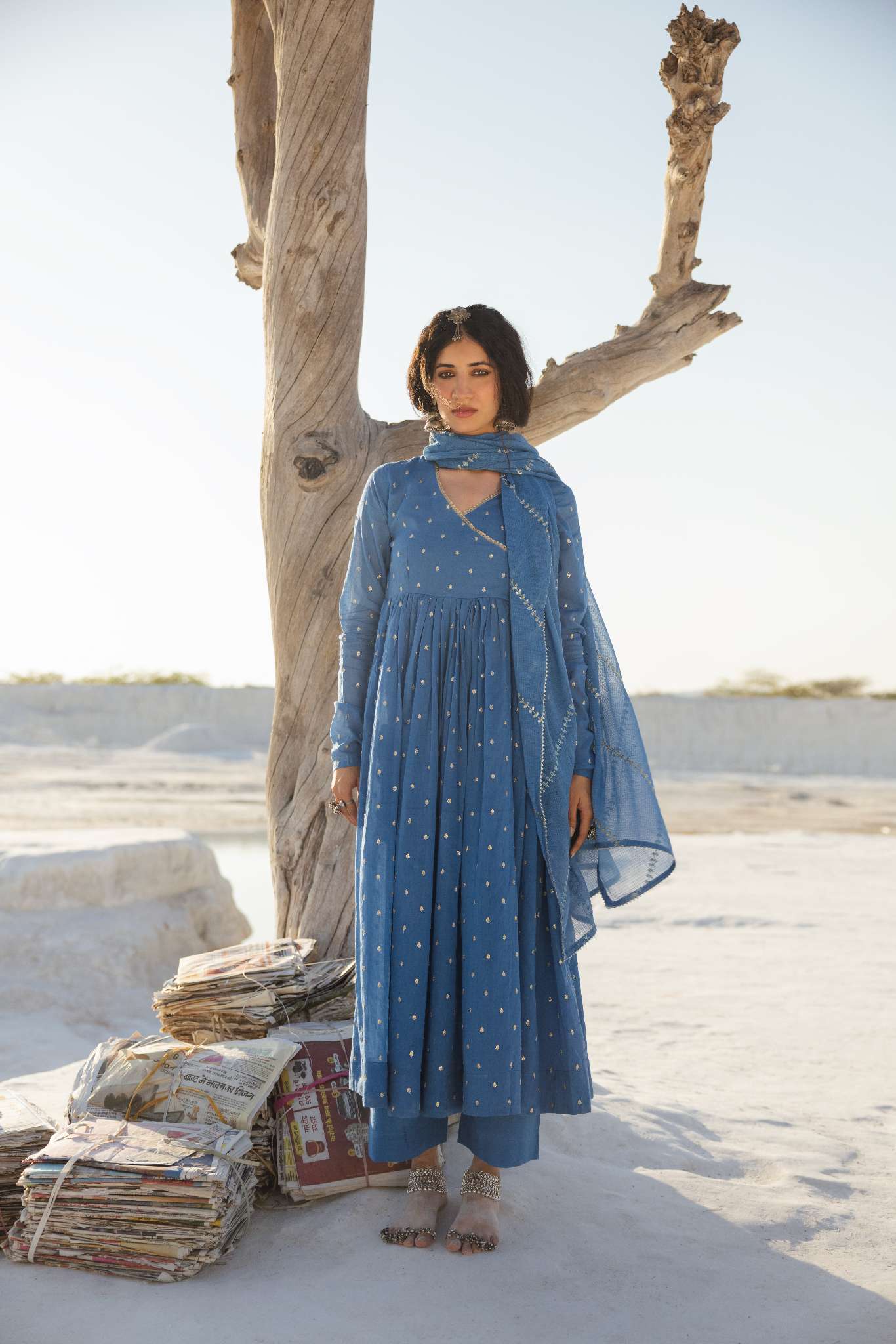 ROYAL BLUE MUL COTTON ANARKALI SET