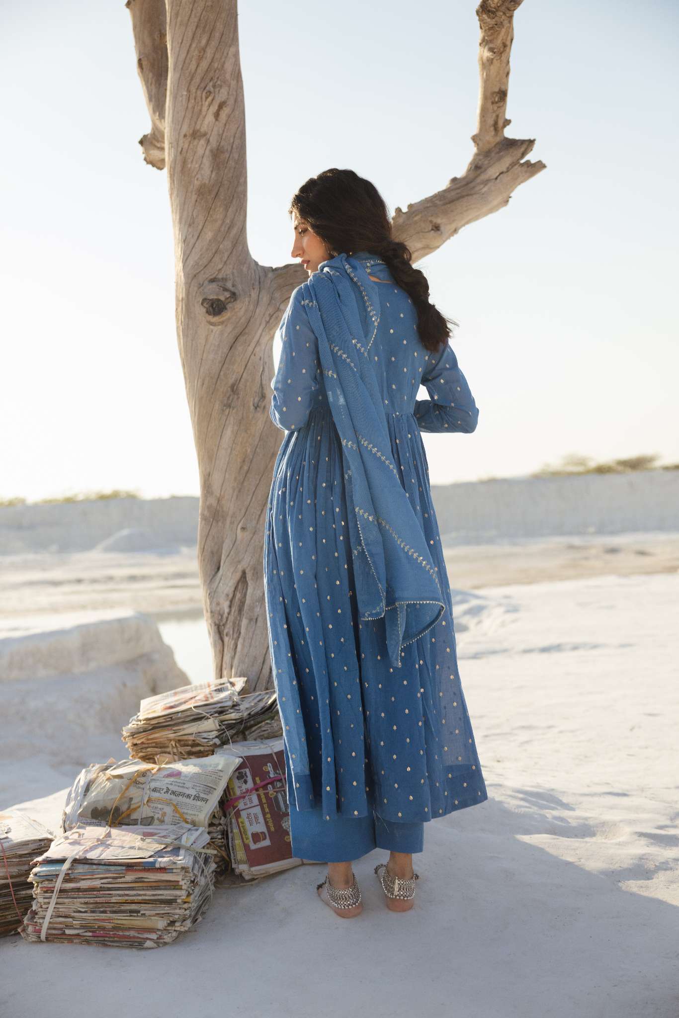 ROYAL BLUE MUL COTTON ANARKALI SET