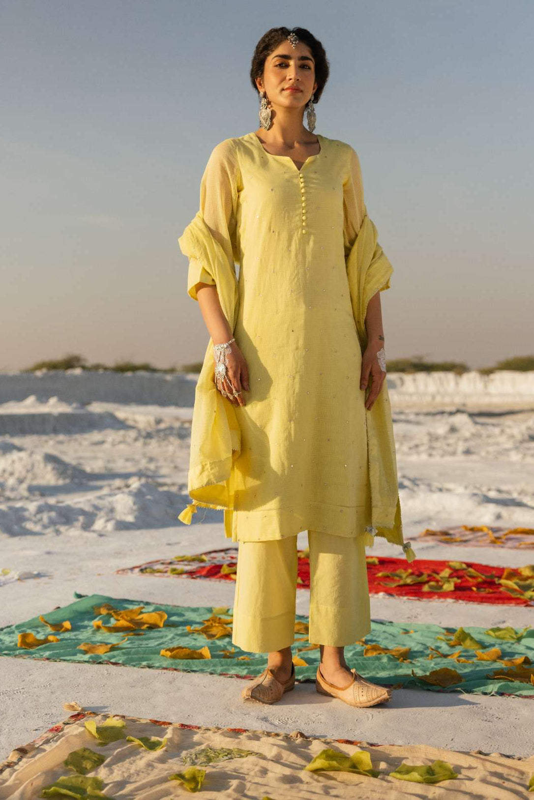 LIME YELLOW KURTA SET