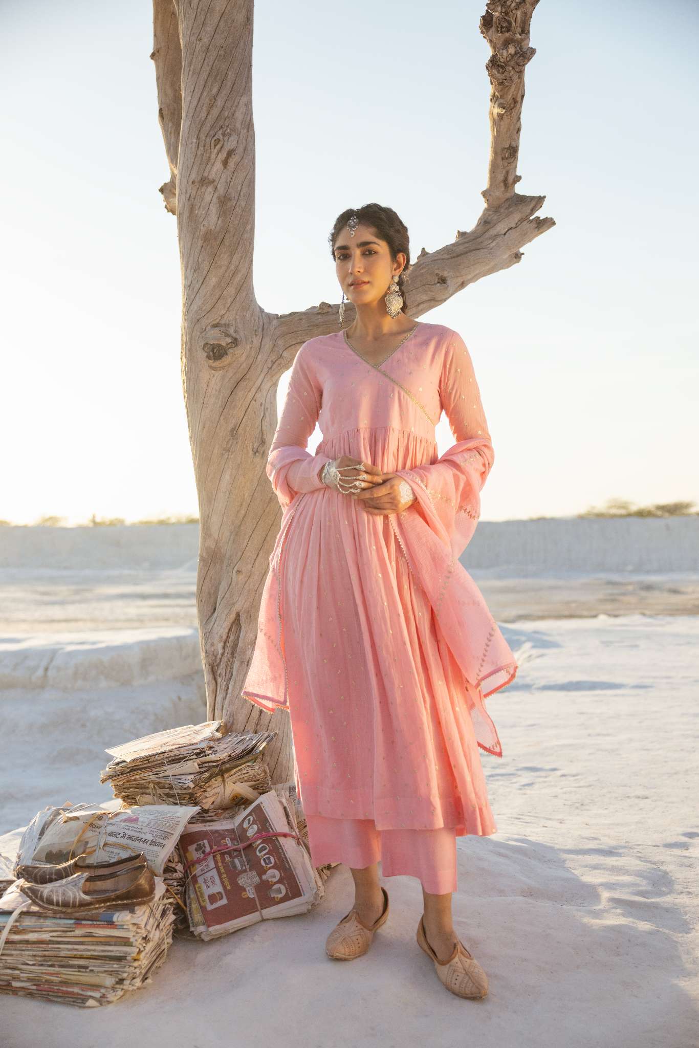 ROSE PINK MUL COTTON ANARKALI SET