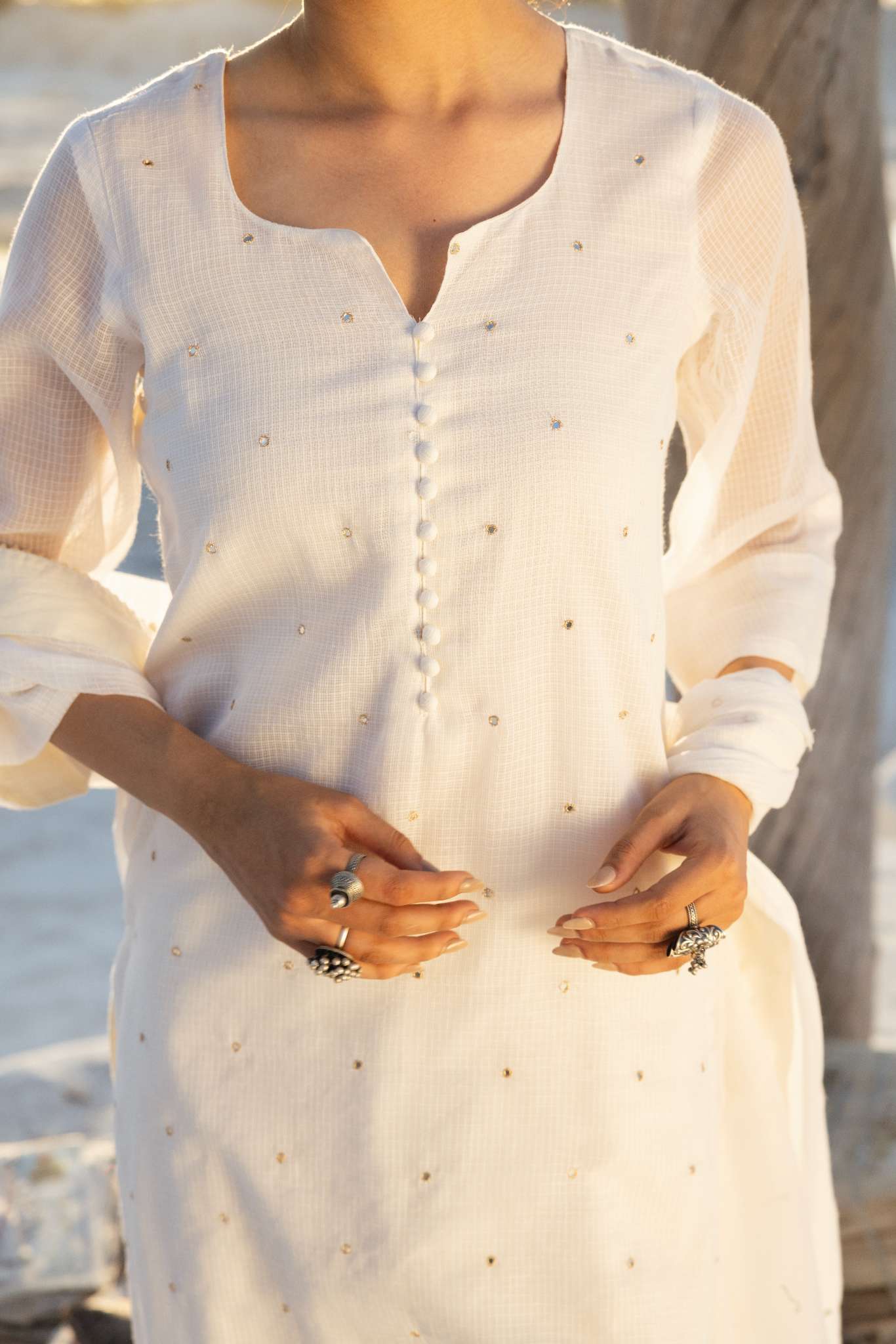 OFF - WHITE STRAIGHT KURTA SET