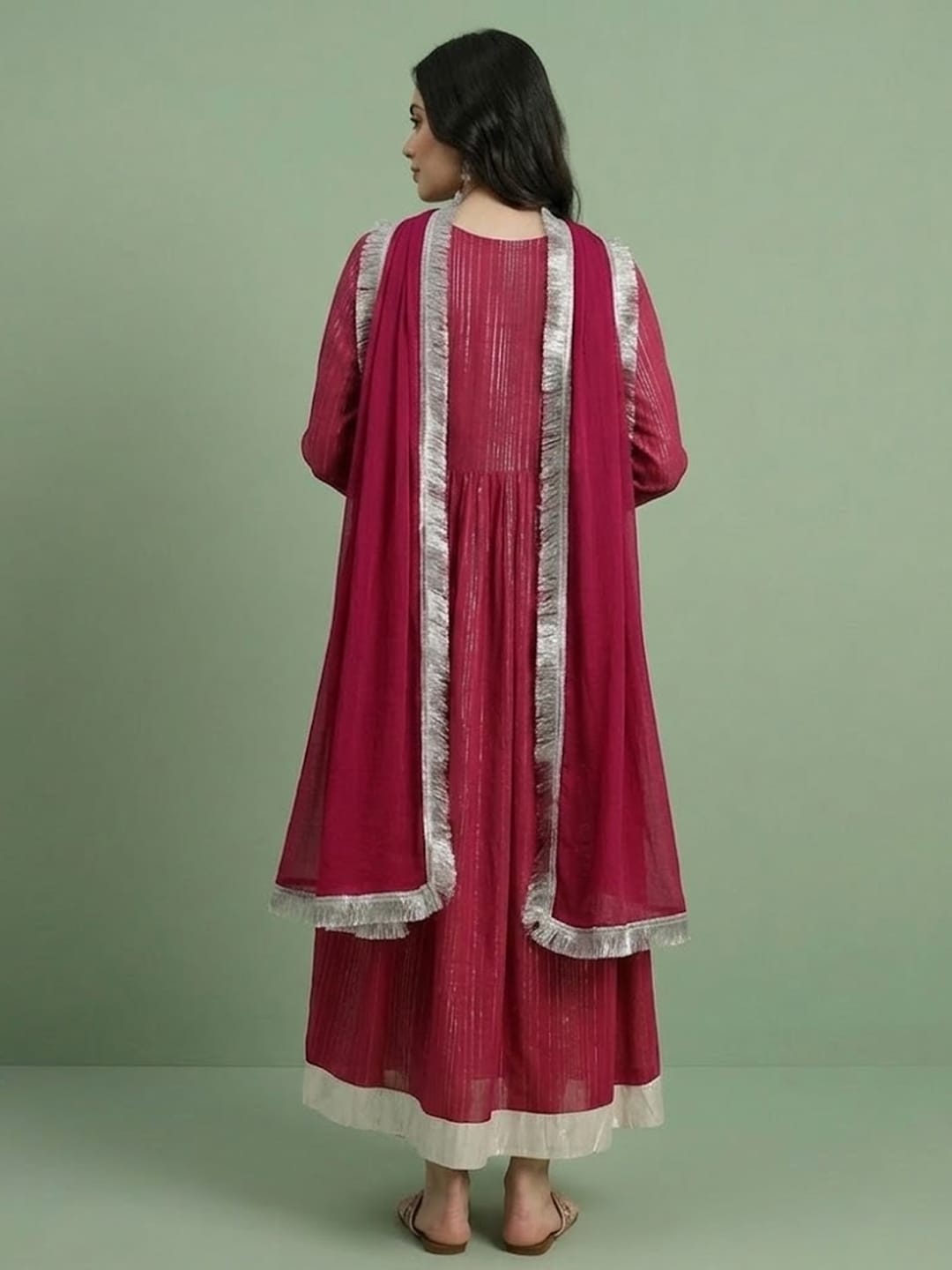 Varanga Women Fushia Emboridered Anarkali Kurta