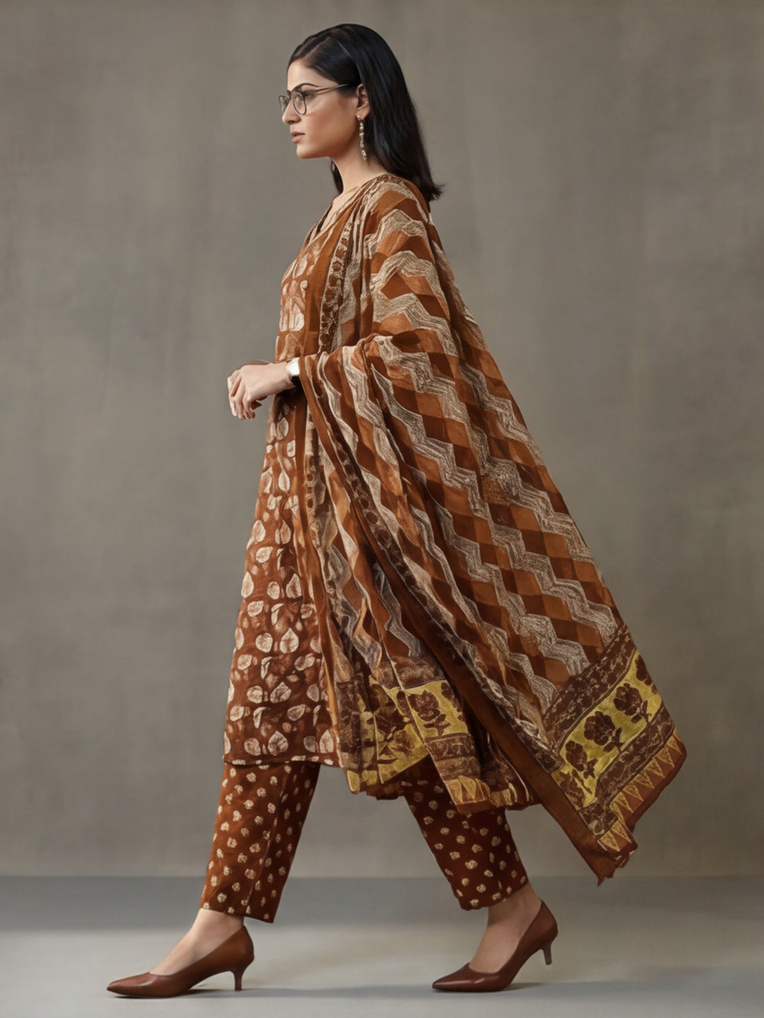 Floral Embroidered Straight Kurta & Trousers Sets