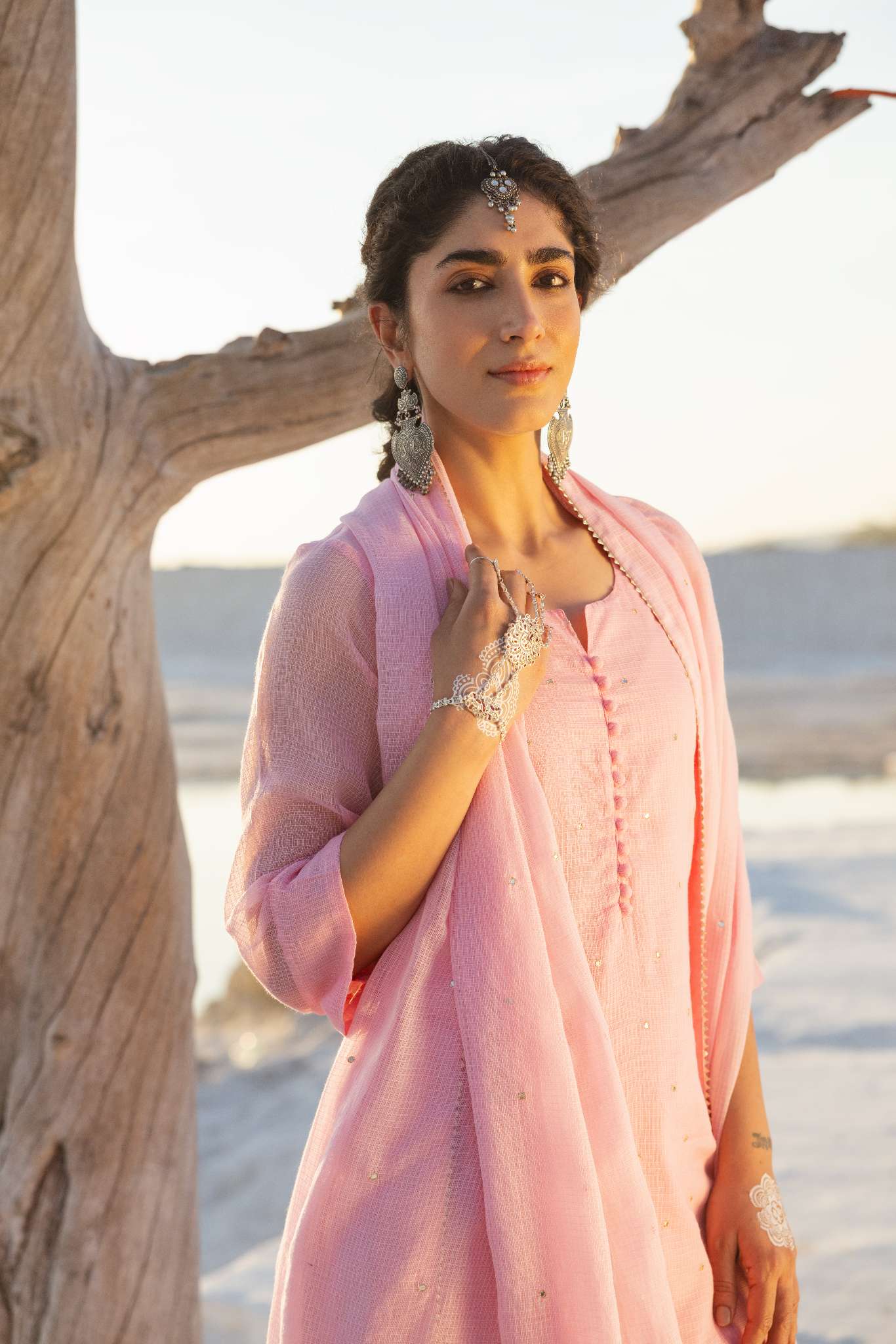 ROSE PINK EMBROIDERED KURTA SET