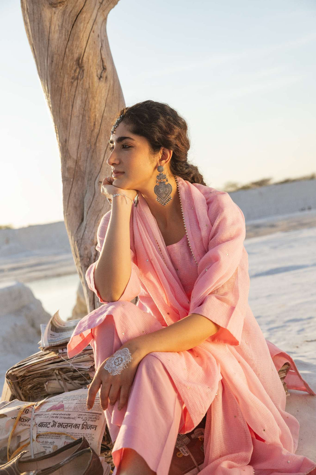 ROSE PINK EMBROIDERED KURTA SET