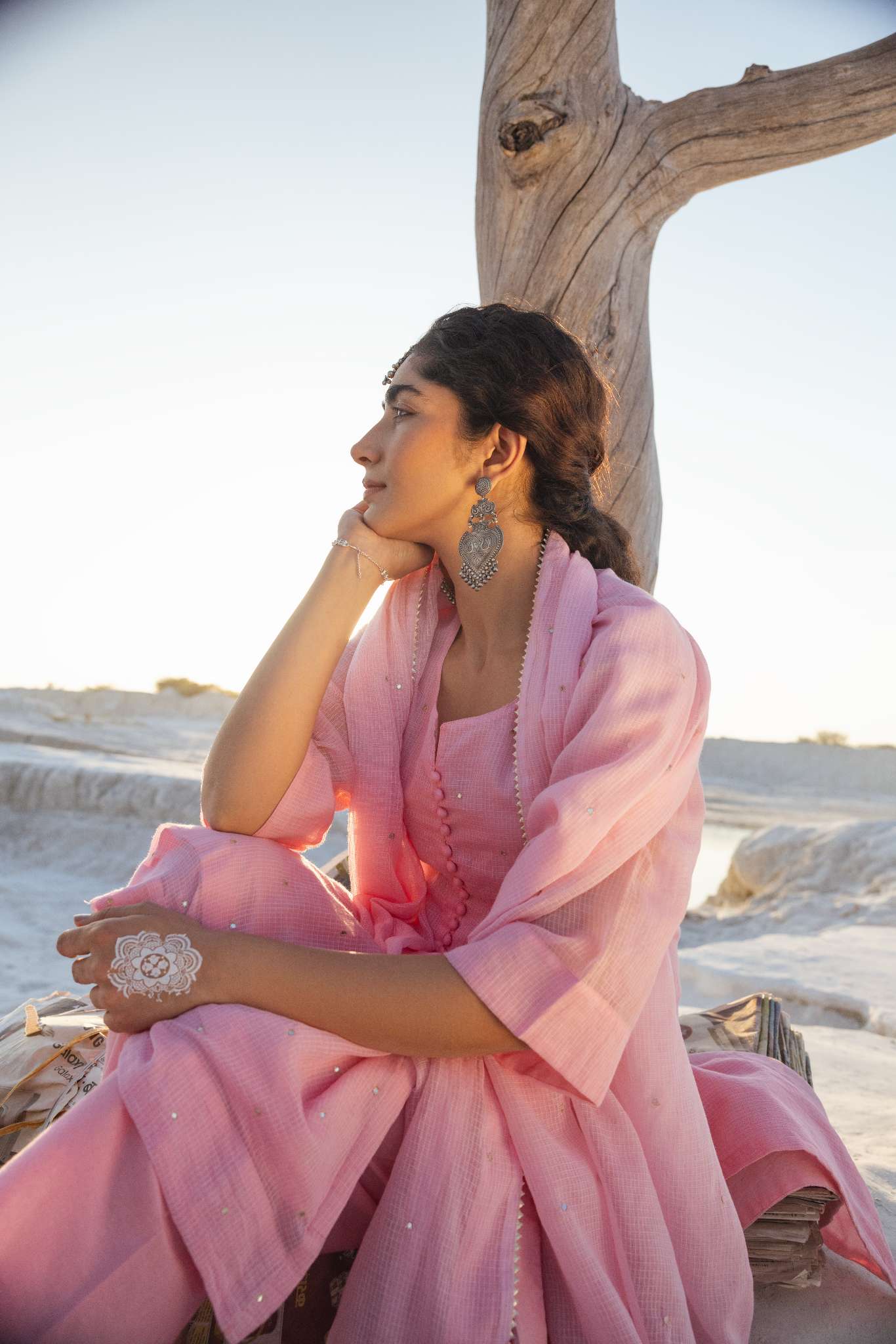 ROSE PINK EMBROIDERED KURTA SET