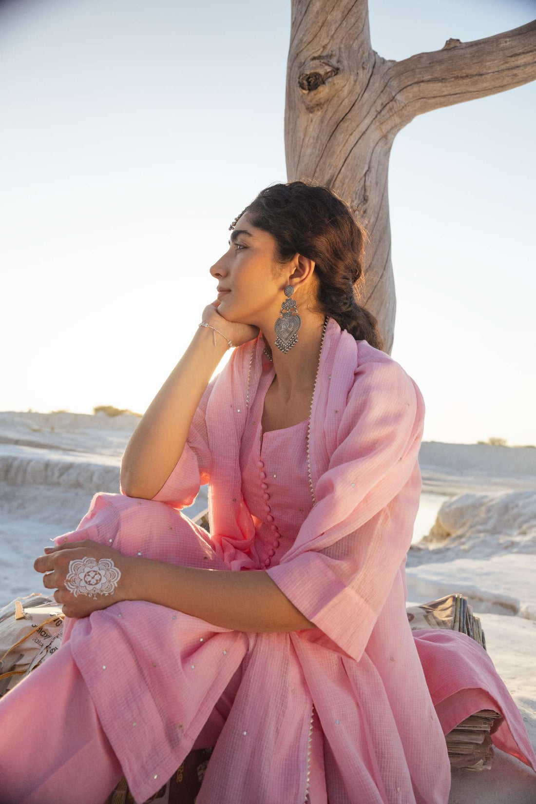 ROSE PINK EMBROIDERED KURTA SET