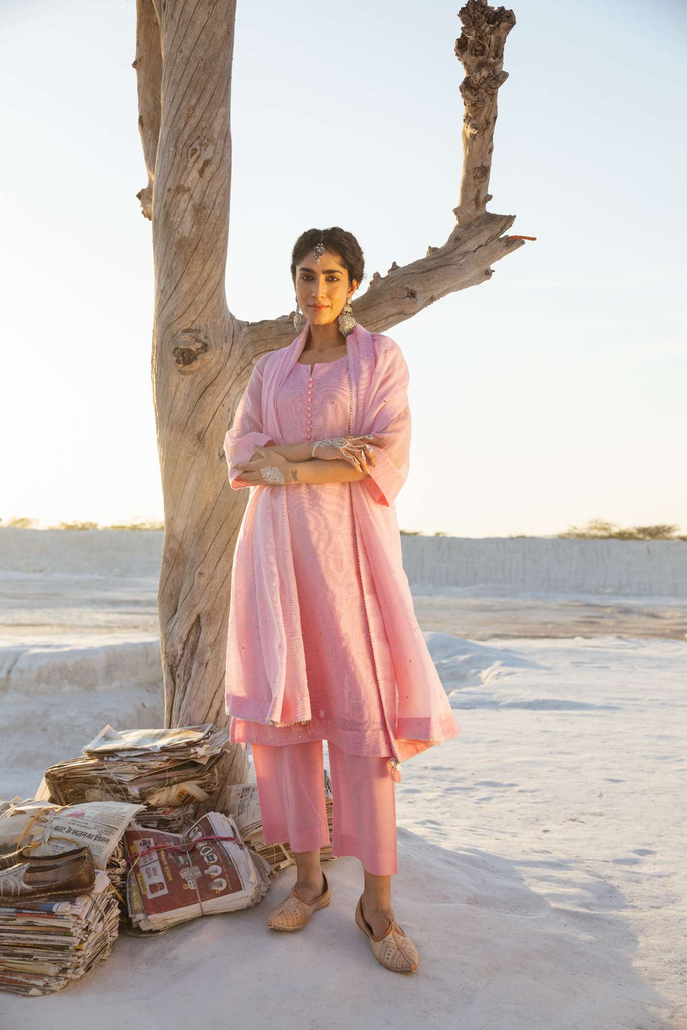 ROSE PINK EMBROIDERED KURTA SET