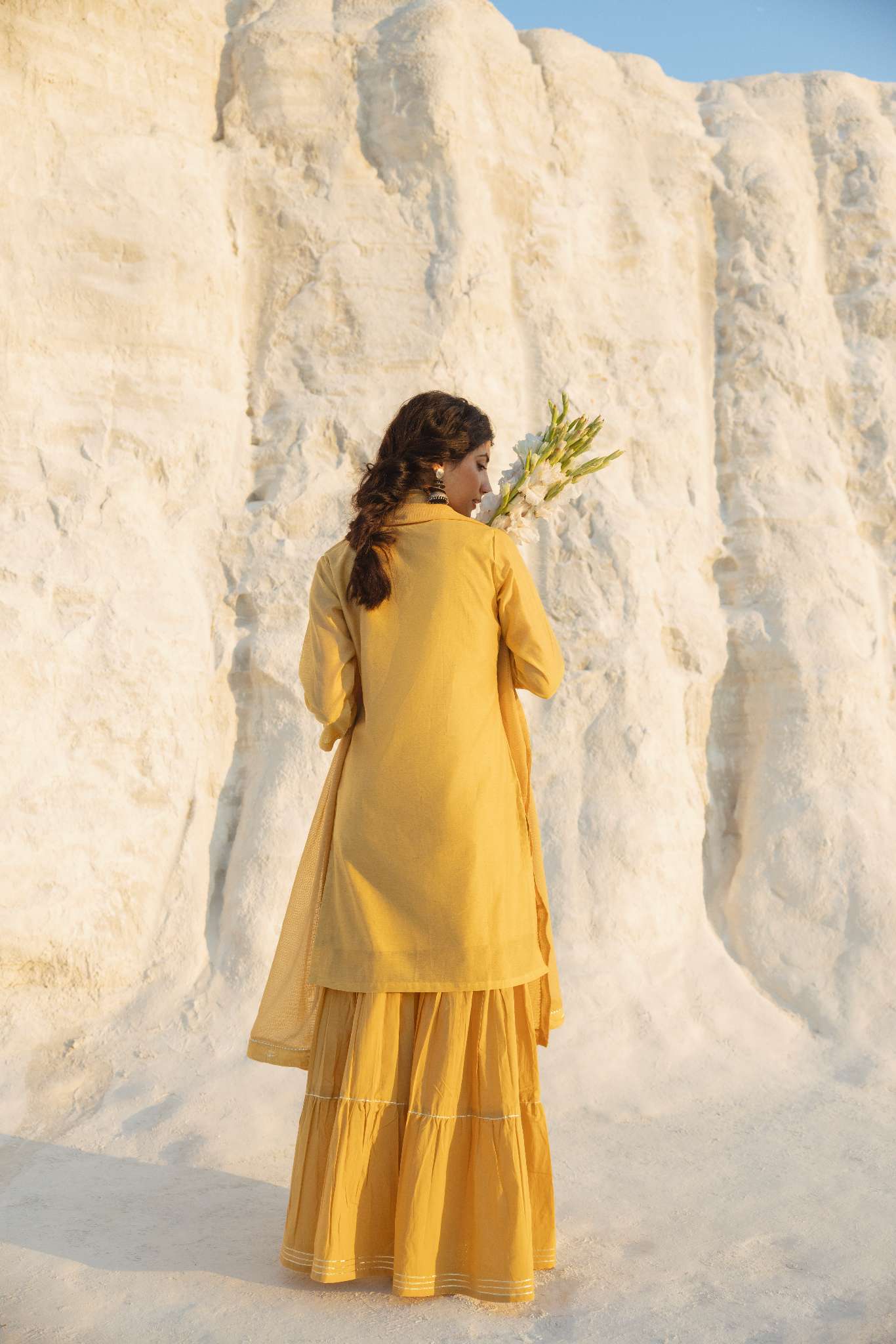 MUSTARD YELLOW CHIKANKARI SHARARA SET