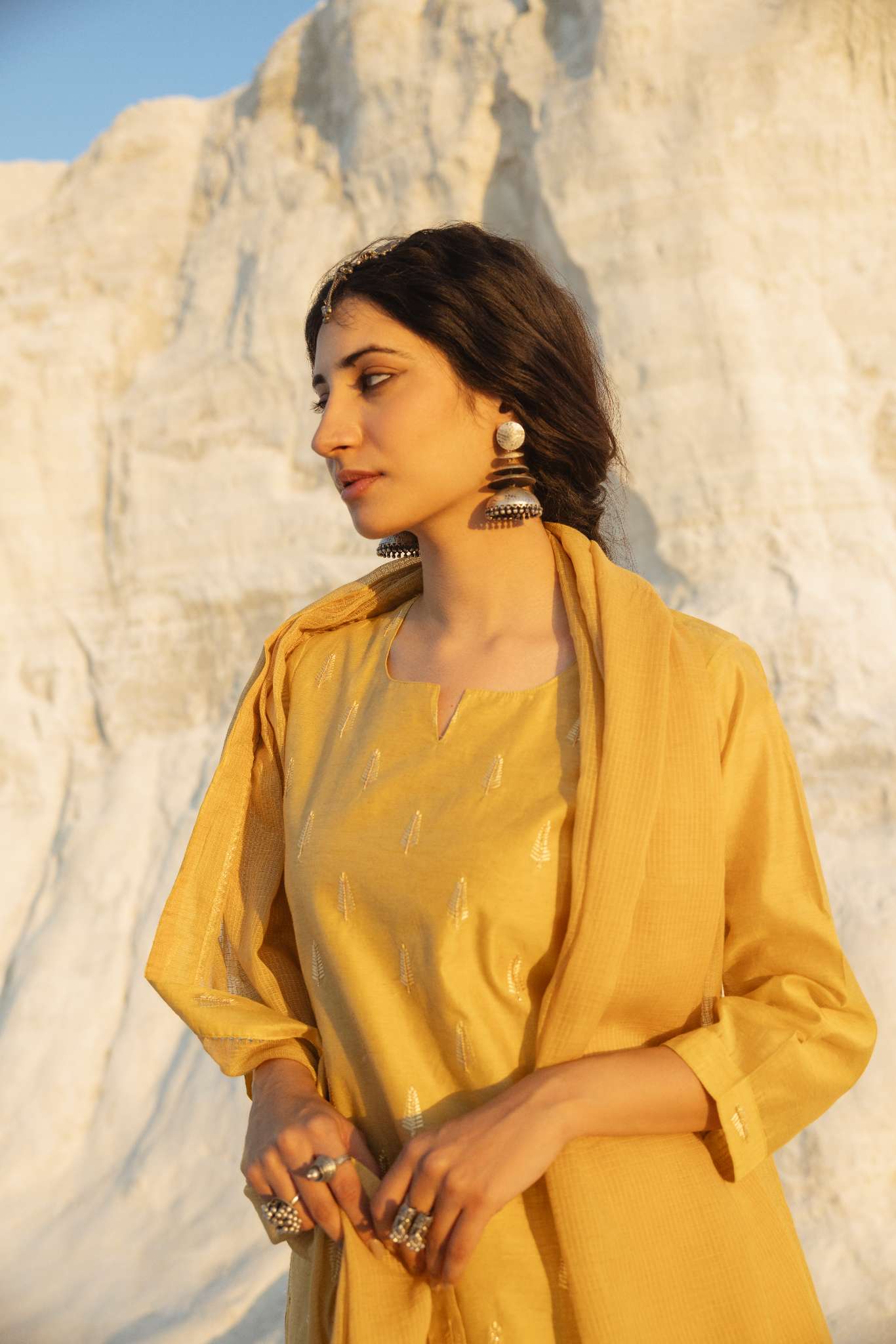 MUSTARD YELLOW CHIKANKARI SHARARA SET