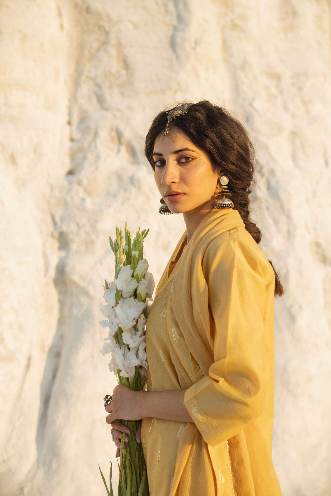 MUSTARD YELLOW CHIKANKARI SHARARA SET
