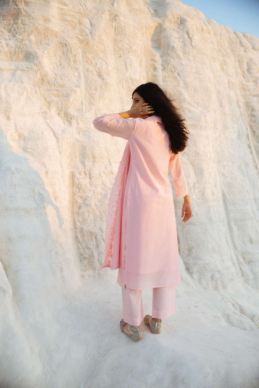 LIGHT PINK CHIKANKARI KURTA SET