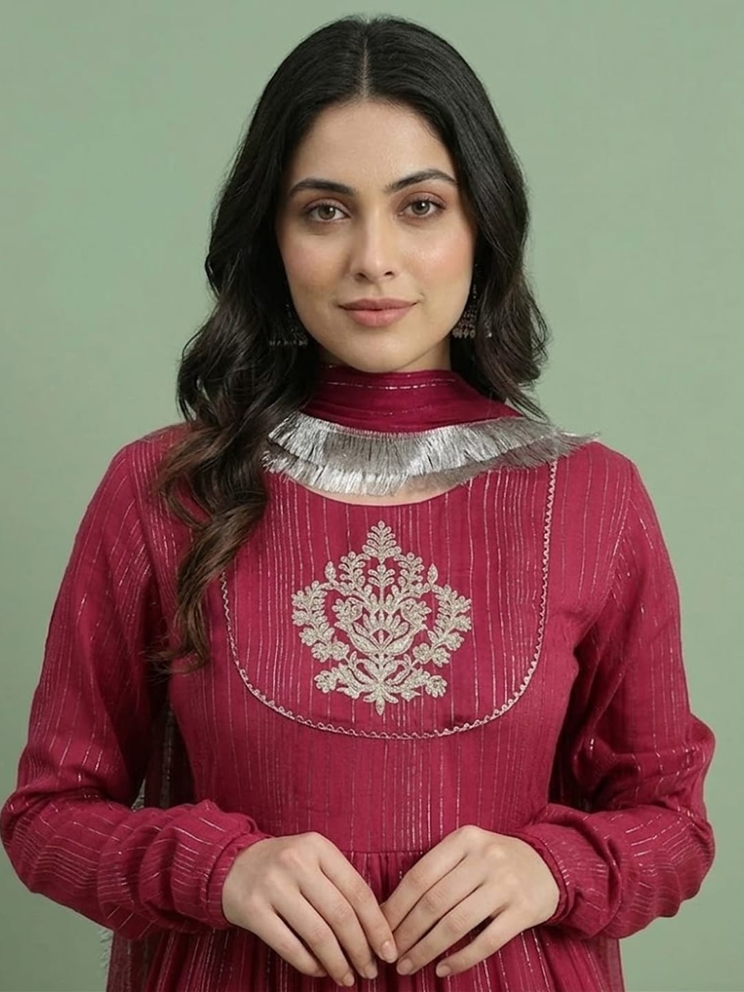 Varanga Women Fushia Emboridered Anarkali Kurta
