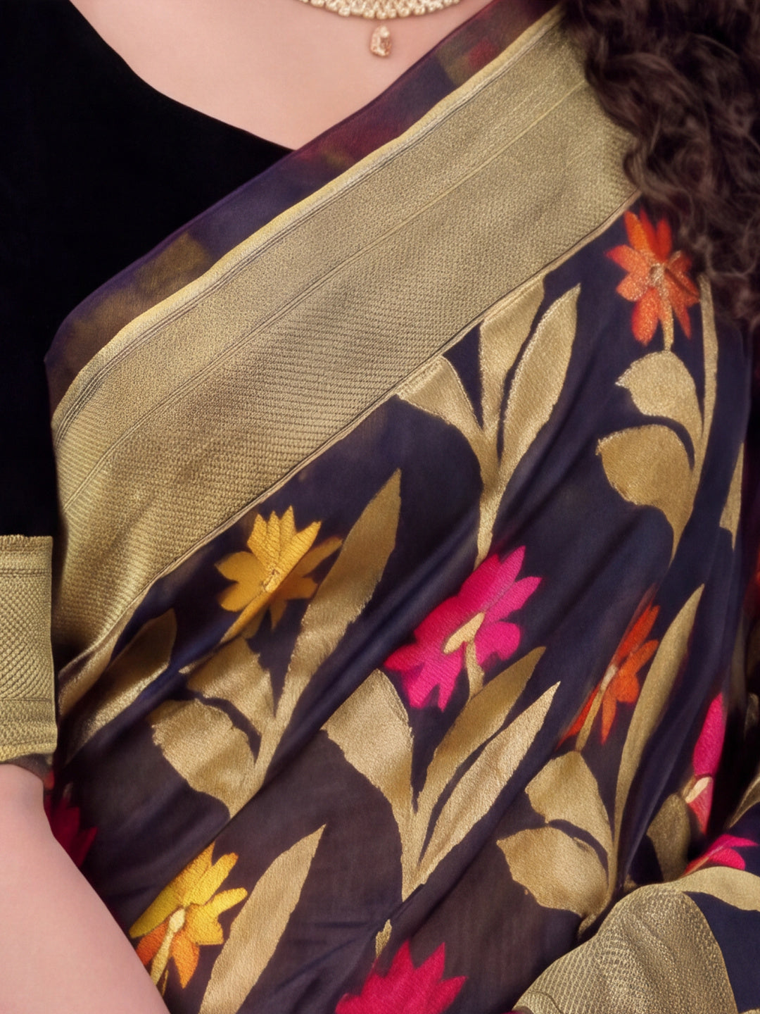 Black Color Weaving Work Cotton Saree By zeyvelle