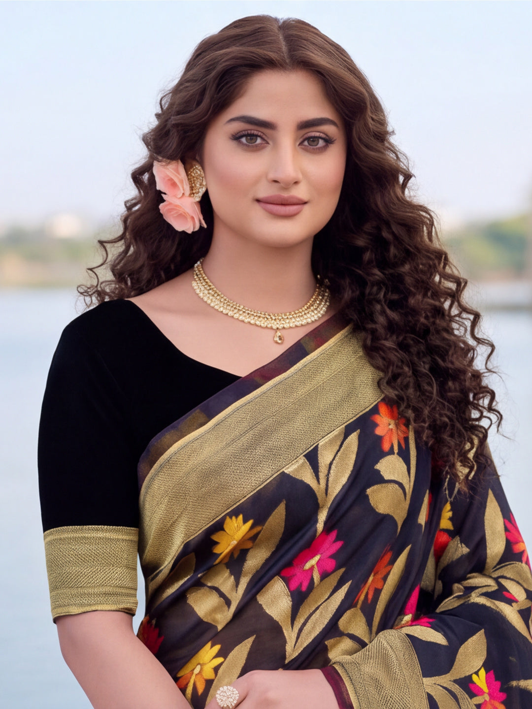 Black Color Weaving Work Cotton Saree By zeyvelle