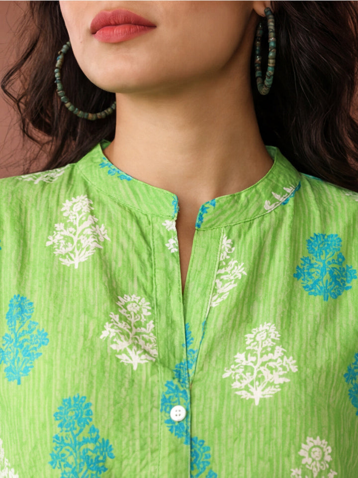 Floral Embroidered A-Line Pure Cotton Ethnic Dress