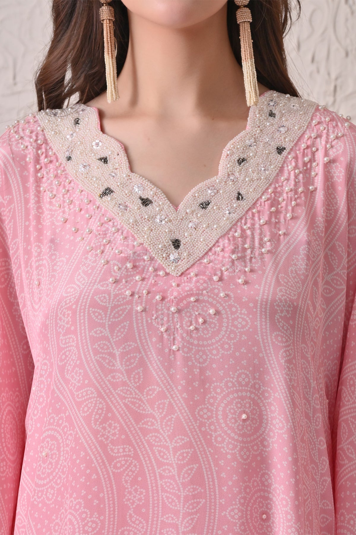 Pink Printed Kaftan Set