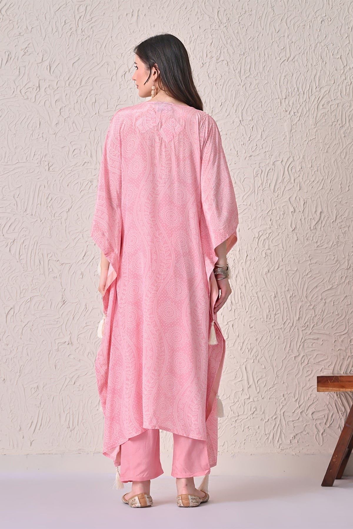 Pink Printed Kaftan Set