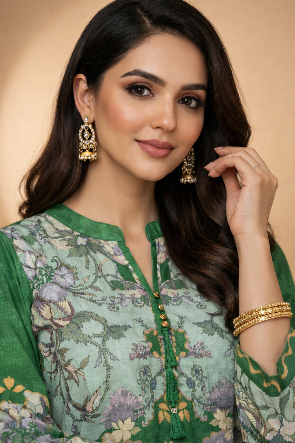 GREEN MUSLIN PRINTED CO-ORD SET