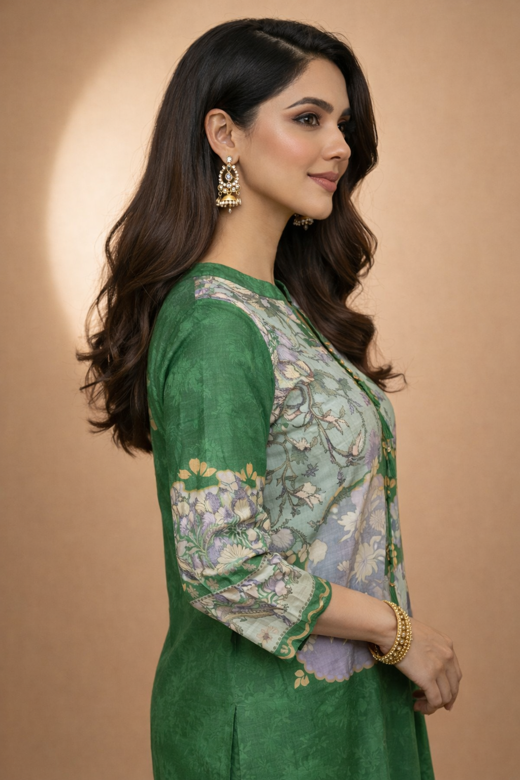 GREEN MUSLIN PRINTED CO-ORD SET