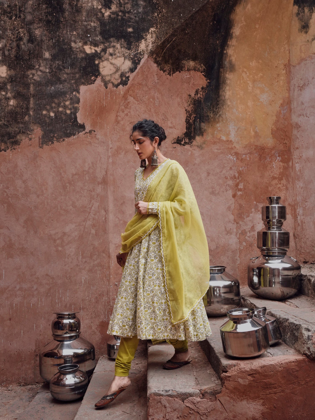 LIME GREEN ANARKALI SUIT SET