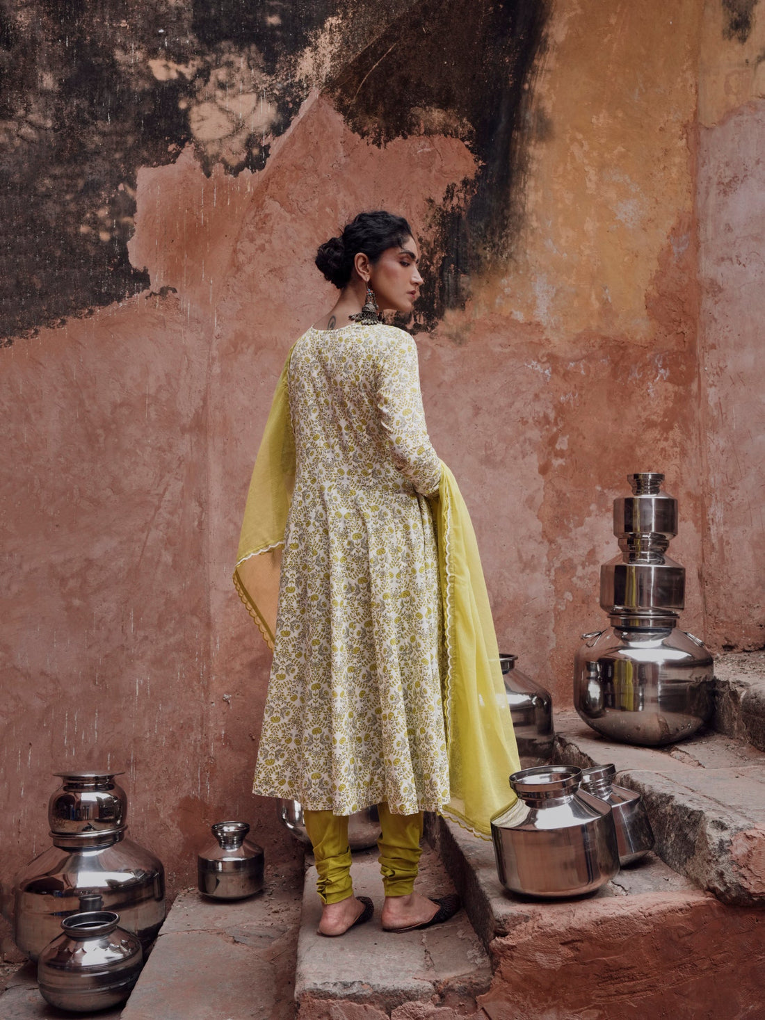 LIME GREEN ANARKALI SUIT SET