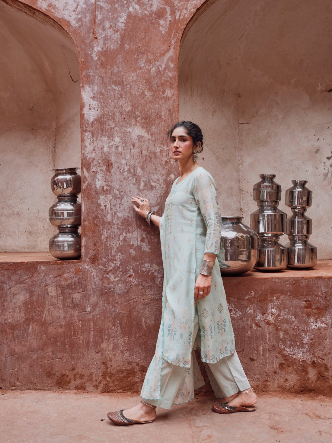 POWDER BLUE EMBROIDERED SUIT SET